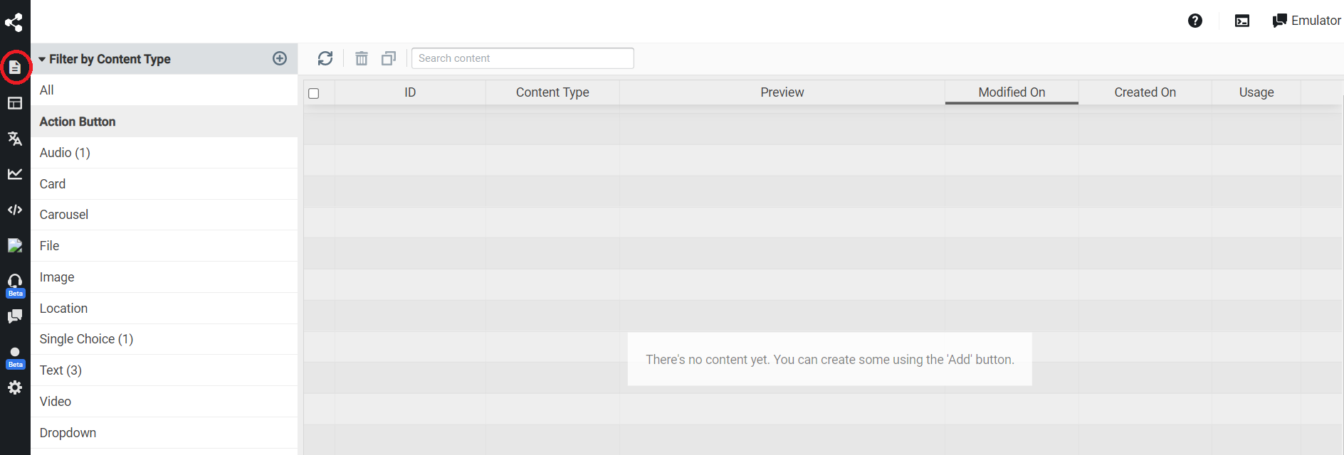 Adding Content Via Interface